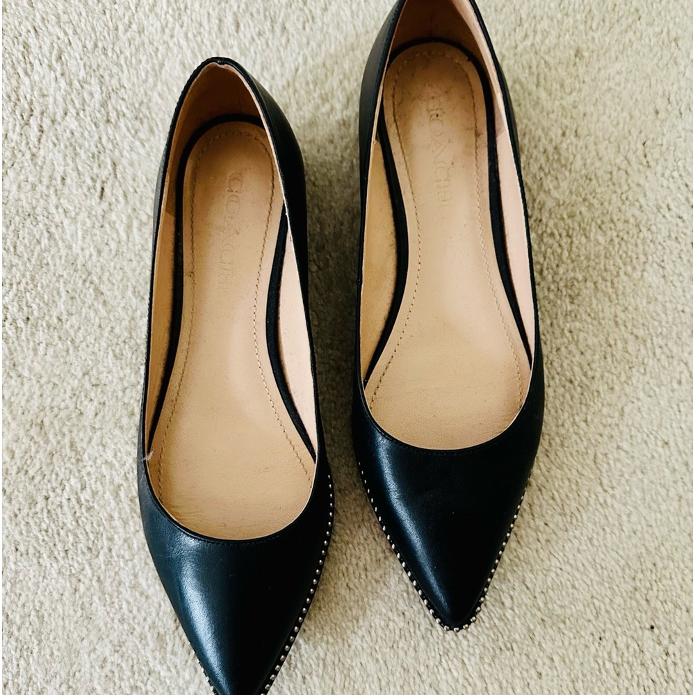 COACH Black Leather Flats
